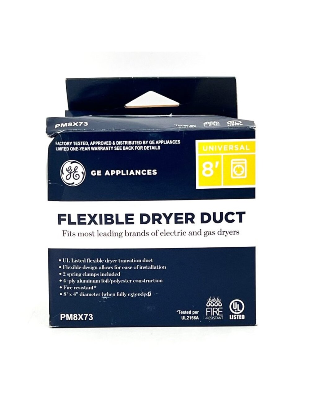 GE Flexible Dryer Duct 8' Universal UL Listed Transition Duct For Electric & Gas